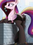 1girl alicorn ass cutie_mark female friendship_is_magic giantess horn lollipop my_little_pony panties panties_under_pantyhose pantyhose partially_clothed pony princess_cadance tail three-tone_hair wings