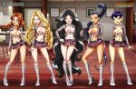  5_girls 5girls breasts cassidy exposed_breasts halinor high_heels kadma looking_at_viewer nerissa no_bra no_panties palcomix partially_clothed pussy short_skirt skirt standing w.i.t.c.h. yan_lin 