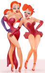  2_girls disney earrings green_eyes jessica_rabbit madwurmz red_dress red_hair red_hot_riding_hood sexy sexy_ass sexy_body sexy_breasts sexy_pose take_your_pick tex_avery who_framed_roger_rabbit yuri 