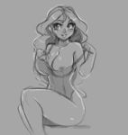  1girl big_breasts breasts equestria_girls female female_only flashing friendship_is_magic greyscale monochrome mrscurlystyles my_little_pony one-piece_swimsuit solo sunset_shimmer sunset_shimmer_(eg) swimsuit 