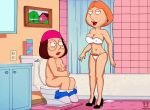 bathroom brother_and_sister chris_griffin family_guy funny gif guido_l lois_griffin meg_griffin mom_and_son pee