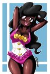 african bikini black_girl black_hair brown_hair danmakuman dark-skinned_female dark_skin ebony edit equestria_girls hands_behind_head my_little_pony my_little_pony_friendship_is_magic pinkie_pie swimsuit thigh_gap thighs very_dark_skin