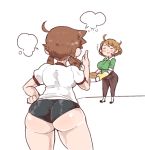 2_girls ass bike_shorts inkerton-kun mama_(inkerton-kun) milf multiple_girls original