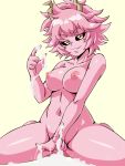 1girl 1girl 1girl areola ashido_mina bare_shoulders breasts completely_nude female_only female_solo high_resolution huge_breasts lewdamone looking_at_viewer my_hero_academia navel nipples nude pink_hair pink_skin short_hair smile superheroine