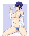 big_breasts breasts looking_at_viewer open_clothes persona persona_4 shirogane_naoto wink