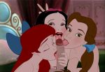 animated anonymous beauty_and_the_beast collaborative_fellatio crossover disney disney_princess fellatio gif handjob licking_penis multiple_fellatio multiple_girls oral penis_lick princess_ariel princess_belle princess_snow_white snow_white_and_the_seven_dwarfs the_little_mermaid triple_fellatio