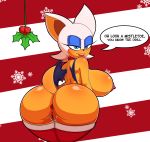  1girl 2018 admansfwstuff_(artist) anthro anthrofied anus ass bat bat_wings big_ass big_breasts black_nose blue_eyes breasts butt christmas clothing dat_ass dialogue eyeliner eyeshadow female female_only furry holidays holly_(plant) huge_ass huge_breasts huge_butt legwear looking_at_viewer looking_back makeup mammal mistletoe mostly_nude nipples plant pussy rouge_the_bat sega sonic_*(series) sonic_the_hedgehog_(series) stockings tail thick thick_ass thick_thighs video_games wide_hips wings 