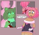  1girl amy_rose ass_expansion breast_expansion comic female_only genderswap rouge_the_bat sega sega sonic_the_hedgehog tf yuri 