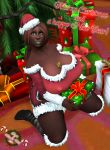 bakaras big_breasts chocolate christmas chubby clothed dark-skinned_female green_eyes looking_at_viewer tease warcraft world_of_warcraft