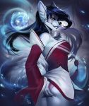 2018 absurd_res ahri anthro anthrofied aomori ass_grab color digital_media_(artwork) fox furry high_res high_resolution league_of_legends paid_reward patreon_reward smile yellow_eyes