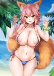 animal_ears bikini fate/grand_order fate_(series) high_resolution large_filesize nipples oni-noboru swimsuit tagme tail tamamo_no_mae very_high_resolution