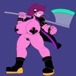  1girl 2d 2d_(artwork) anthro anthro_only axe big_breasts boots breasts deltarune digital_media_(artwork) female_anthro female_only first_porn_of_character full_body nipple_tape pasties reiduran reptile reptile_girl scalie scalie_female scalie_only simple_background solid_color_background solo solo_female susie_(dark_world_form) susie_(deltarune) tape_on_pussy taped_nipples taped_pussy undertale_(series) video_game_character video_games weapon x_pasties 