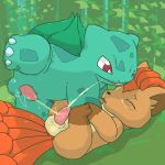 2boys bulbasaur cum cumming cumming_penis cumshot duo ejaculation male male/male male_on_male male_only multiple_boys multiple_penises nintendo pokemon pokemon_(anime) sex vulpix yaoi