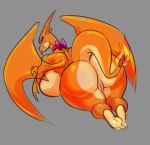 1girl anthro ass charizard game_freak looking_back nintendo pokemon ribbon sideboob tail thecon wings