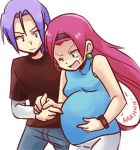  artist_request humans_of_pokemon james_(pokemon) jessie_(pokemon) kojirou_(pokemon) musashi_(pokemon) pokemon pokemon_(anime) pregnant_belly pregnant_female team_rocket 