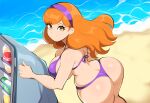  1girl ai_generated beach bikini curvaceous daphne_blake dat_ass female female_only fridge hanna-barbera huge_ass huge_breasts mullon novelai ocean scooby-doo solo_female summer voluptuous voluptuous_female warner_brothers 