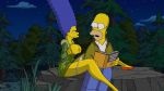 breasts flashing homer_simpson marge_simpson nipples panties_down smile the_simpsons thighs