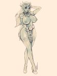  1girl big_breasts breasts high_heels monochrome nintendo nipples older princess_zelda robert_porter stockings the_legend_of_zelda the_wind_waker 