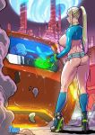 high_heels hooker nipple_piercing prostitute prostitution red_light_district samus_aran shorts tekuho_(artist)