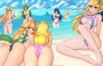 7girls :) :o adjusting_hair alluring arm_crossed beach beach_ball beachball bikini black_bikini blue_bikini bowsette brown_bikini crossed_arm cute fire_emblem kid_icarus looking_at_viewer looking_back lucina lying metroid mouth_hold nintendo ocean on_stomach palutena pasties pink_bikini ponytail princess_peach princess_rosalina princess_zelda scrunchie side-tie_bikini sling_bikini smile super_mario_bros. super_mario_galaxy super_smash_bros. super_smash_bros._ultimate swimsuit the_legend_of_zelda topless twistedscarlett60 white_bikini