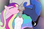 1boy 3girls alicorn arareroll closed_eyes erection fellatio friendship_is_magic horn licking_testicles my_little_pony oral penis penis_in_mouth pony princess_cadance princess_celestia princess_luna testicles