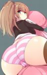 big_ass cute hugging_pillow looking_at_viewer striped_panties