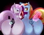 2_girls 2girls anal anal_beads anal_insertion anus ass dildo female female_only female_unicorn fleur_de_lis fleur_de_lis_(mlp) friendship_is_magic furry heart-shaped_pupils horn lubricant my_little_pony pony pussy sassy_saddles_(mlp) saurian_(artist) tail unicorn yuri