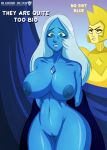 2_girls 2girls alcasar-reich alcasar-reich_(artist) blue_diamond blue_diamond_(steven_universe) blue_eyes blue_hair blue_skin cartoon_network english_text female female_only gem gem_(species) gems long_hair multiple_girls nude steven_universe text yellow_diamond yellow_diamond_(steven_universe) yellow_eyes yellow_hair yellow_skin