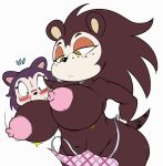 1girl 2018 :< animal_crossing anthro apron areola ass big_ass big_breasts blush breast_expansion breasts clothing duo eulipotyphlan freckles furry half-closed_eyes hands_on_hips hedgehog huge_breasts labelle_able mammal nintendo nipples nude puffy_nipples purple_yoshi_draws sable_able short_stack sibling sisters sketch sweat video_games wardrobe_malfunction