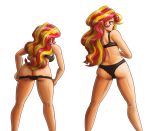 1girl 2019 ass black_bra black_panties bra equestria_girls friendship_is_magic king-kakapo lingerie looking_back multicolored_hair my_little_pony panties panties_pull standing sunset_shimmer transparent_background undressing