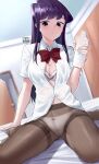 1girl black_hair jebi komi-san_wa_komyushou_desu komi_shouko long_hair panties pantyhose underwear white_panties