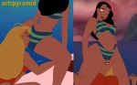 2girls ass black_hair breasts closed_eyes disney face_sitting lifeguard_(lilo_and_stitch) lilo_and_stitch looking_back nani_pelekai pussylicking pyramid_(artist) sea surfing swimsuit yellow_hair yuri