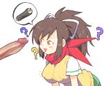  1girl 2019 ? asuka_(senran_kagura) big_breasts breasts brunette inkerton-kun penis ponytail precum scarf senran_kagura 