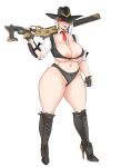  1girl angry annoyed areola areola_slip arm_tattoo ashe_(overwatch) belly big_areola big_breasts big_nipples black_nails blizzard_entertainment blush boots breast_suppress breasts breasts_out_of_clothes bursting_breasts cameltoe cleavage clenched_teeth clothing cowboy_hat crop_top curvaceous curvy denim_shorts embarrassed female_only female_solo fingerless_gloves full_body ghost_nipples gloves gun hair hat heavy_blush heel_boots high_heel_boots high_heels high_res huge_areolae huge_breasts lace-up_boots looking_away midriff nail_polish nipple_slip nipples no_bra overwatch pale_skin piercing pink_areola pubic_hair pussy red_eyes revealing_clothes rifle shoes short_shorts shorts shotgun skimpy standing stiletto_heels sundown sunnysundown sweat sweatdrop tattoo thick_thighs thighs trembling video_games voluptuous weapon white_background white_hair wide_hips 