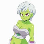 1_girl 1girl animated animated_gif breasts cheelai dragon_ball dragon_ball_super dragon_ball_super_broly feet female gif nipples purple_eyes short_hair smile solo white_hair