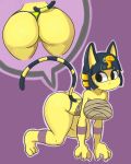  1girl 2020 animal_crossing ankha ankha_(animal_crossing) anthro ass big_ass big_breasts blue_hair breasts clothing digital_media_(artwork) domestic_cat egyptian felid feline felis footwear furry hair huge_ass huge_breasts looking_back lotikmac mammal nintendo panties rear_view short_hair side_boob thick_thighs thong video_games 