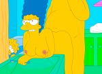 1boy 2girls ambiguous_penetration bathroom bodynn female from_behind gif homer_simpson lisa_simpson male male/female marge_simpson milf nude peeping sex the_simpsons