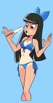 1girl blue_swimsuit female ice_cream mostly_nude phineas_and_ferb risingfang stacy_hirano swimsuit