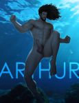 1boy abs aquaman arthur_curry beard dc_comics digital_media_(artwork) erect_penis erection human justice_league long_hair male male_only muscle muscles muscular naked nude ocean offering penis presenting_penis sea showing_penis solo solo_male underwater