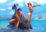 1boy 1girl abs ash_ketchum barefoot black_eyes black_hair blue_eyes blush body_hair breasts casual_nudity cloud cloudy_sky completely_nude creatures_(company) eltonel facial_hair feet female female_abs female_full_frontal_nudity female_nudity flaccid game_freak grin happy high_resolution lapras male male_full_frontal_nudity male_nudity misty muscle navel nintendo nipples nude nudist ocean older one_eye_closed orange_hair penis pokemon pokemon_(anime) pokemon_species pubic_hair short_hair skinny_dipping sky smile star starmie stubble tentacool toned water wet