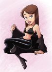 1girl black_bra boots bra female looking_at_viewer pants partially_clothed phineas_and_ferb risingfang vanessa_doofenshmirtz