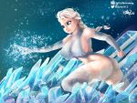 ass big_breasts blonde blonde_hair blue_eyes braid braided_hair delta26 disney elsa elsa_(frozen) frozen_(movie) ice mostly_nude sexy sexy_body single_braid tagme