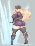 1girl big_ass big_breasts hat high_heel_boots ice knee_boots kolin stockings street_fighter street_fighter_v sundown thick_thighs