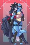 1girl 2018 abstract_background anthro black_fur black_hair black_skin blue_eyes blue_fur blush breasts canid canine canis chest_spike chest_tuft clothed clothing digital_media_(artwork) duo eyewear fan_character folly854 foreskin fur furry girly glasses grin hair handjob humanoid_penis lucario lucas_arynn male male/female mammal masturbation nintendo nipples penile_masturbation penis pokémon pokémon_(species) precum sex shorts simple_background smile spikes tan_fur testicles tongue tongue_out tuft video_games white_fur wolf