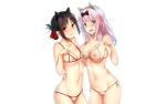  16:10_aspect_ratio 1girl 2_girls aqua_eyes bikini blush breasts brown_hair fujiwara_chika high_resolution kaguya-sama_wa_kokurasetai_~tensai-tachi_no_renai_zunousen~ multiple_girls navel nipples pink_hair pussy red_eyes rei_kun shinomiya_kaguya swimsuit third-party_edit uncensored very_high_resolution white_background 