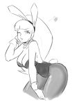 bowtie bunny_ears bunny_tail bunnysuit gravity_falls looking_at_viewer monochrome pacifica_northwest winking