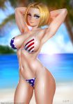 1girl armpits beach bikini blue_mary hands_behind_head king_of_fighters sexy