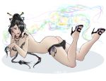  ass black_hair final_fantasy final_fantasy_x hair luka lulu panties panty_pull red_eyes topless 