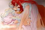  2girls anus ass breasts censored dress erect_nipples fingering glasses hairless_pussy long_hair long_skirt multicolored_hair multiple_girls nia_teppelin nipples no_panties pussy red_hair skirt small_breasts spread_legs tengen_toppa_gurren_lagann tsumiki very_long_hair yoko_littner yomako yukimitsuki yuri 