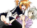  2boys anal androgynous censored crossdress crossdressing joshua kiryu_yoshiya kiryuu_yoshiya lowres maid male male_focus multiple_boys neku penis sakuraba_neku simple_background subarashiki_kono_sekai the_world_ends_with_you trap yaoi 